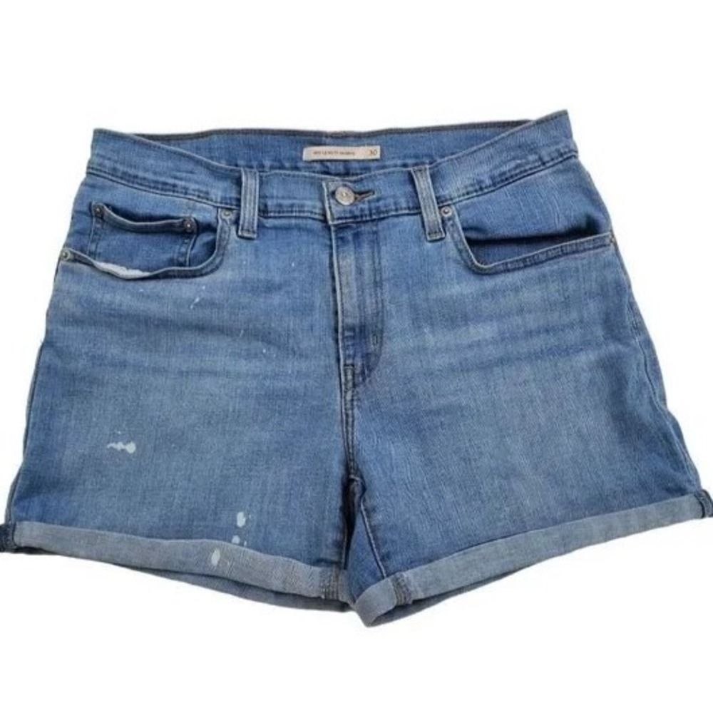 Levis Denim Shorts Mid Rise Cuffed‎ Stretch Casual Summer Travel Blue 30